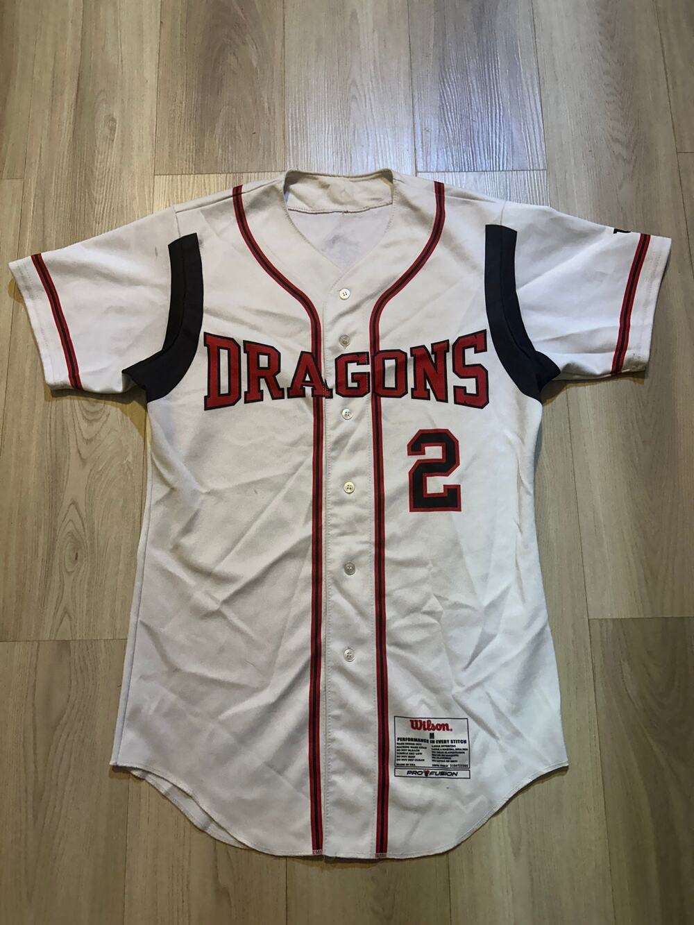 Wilson Dragons Baseball Jersey White Button Up Team Sportswear Medium M